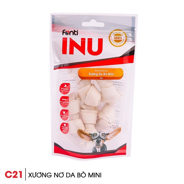 Xương sữa gặm cho chó hình nơ Inu Fonti - gói 100g