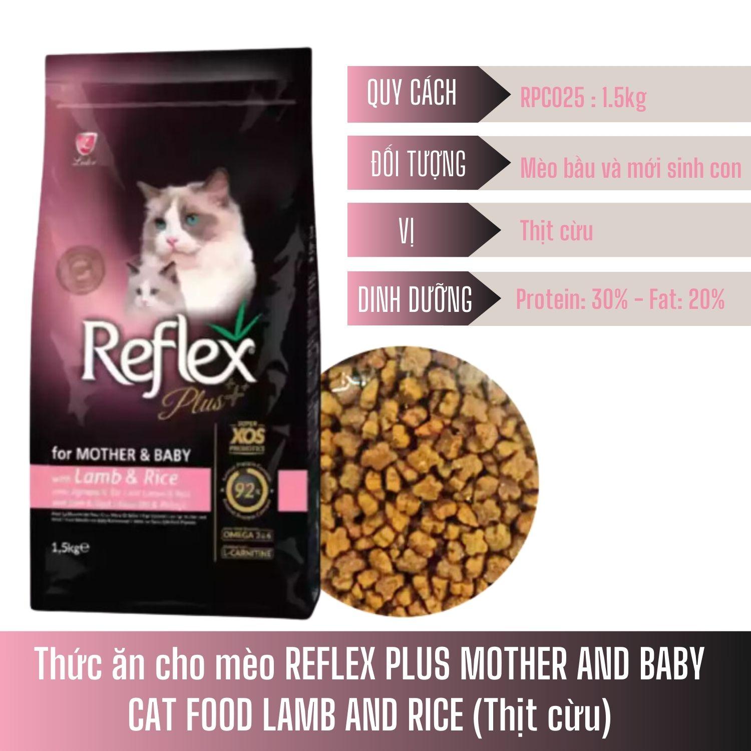 Thức ăn cho mèo Reflex Plus Mother&Baby - Vị Cừu cho mèo mẹ và mèo sơ sinh