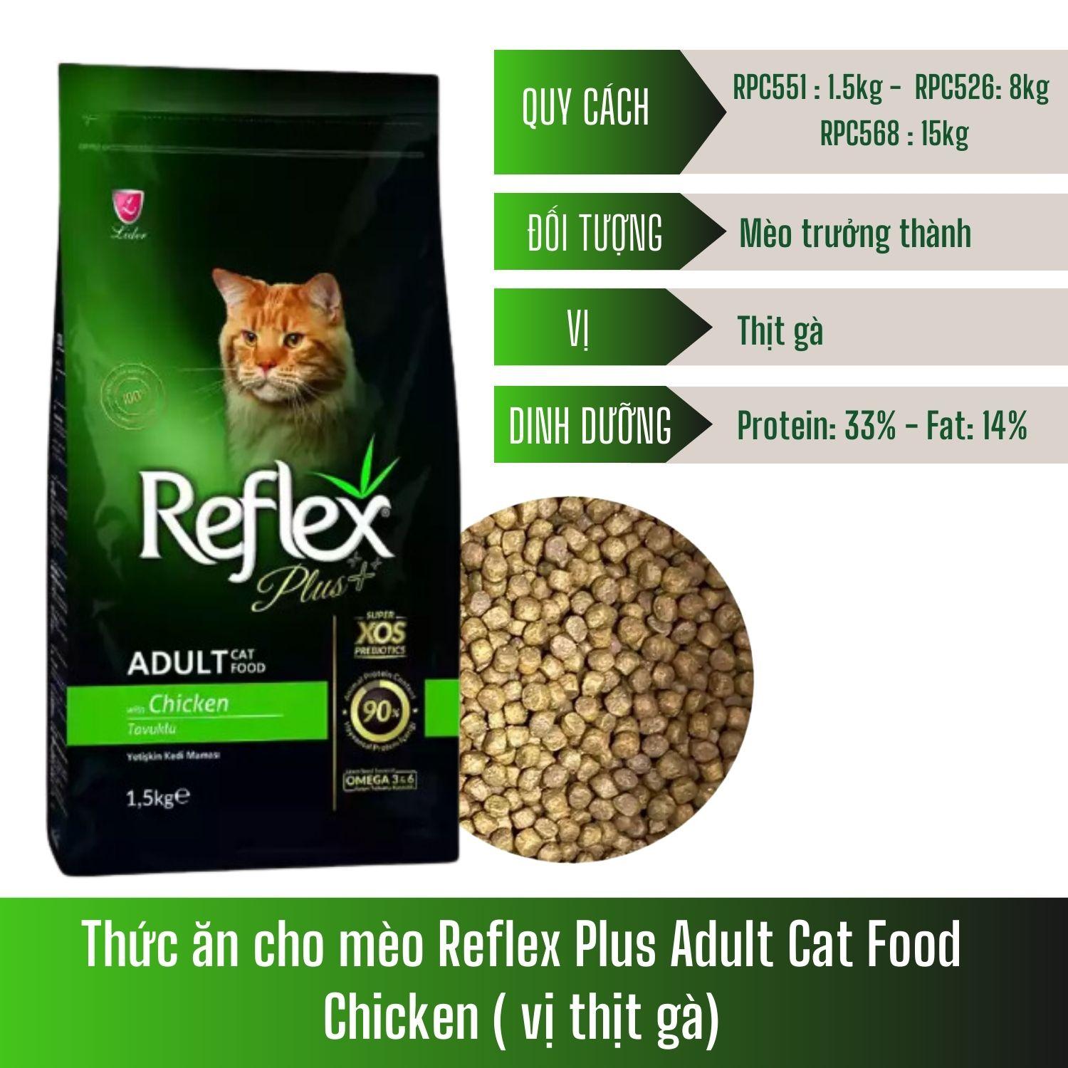 Thức ăn cho mèo Reflex Plus adult Chicken - Vị gà cho mèo trưởng thành