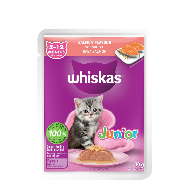 Pate cho mèo Con Whiskas Junior 2 đến 12 tháng tuổi - gói 80g