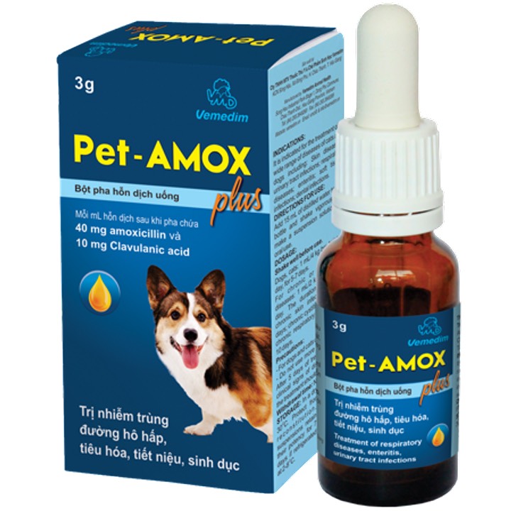 Pet Amox Plus (Vemedim) Trị Tiêu Chảy, Hô Hấp Cho Chó, Mèo