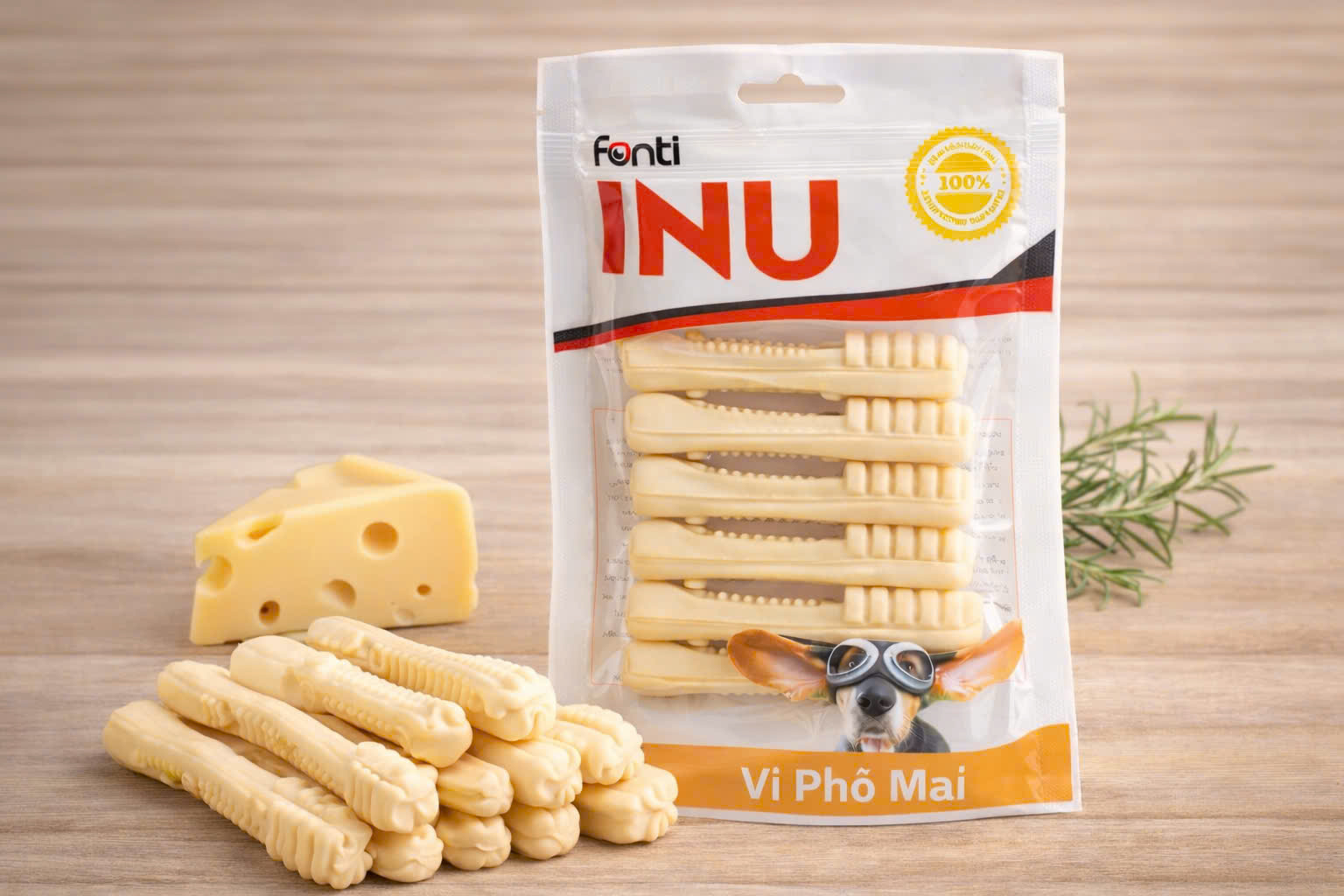 Xương sữa gặm cho chó hình nơ Inu Fonti - gói 100g