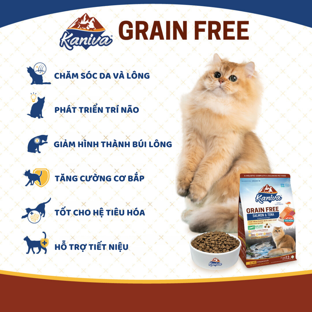 Thức ăn hạt dành cho mèo Kaniva mèo Vị Cá hồi cá ngừ - Salmon&Tuna