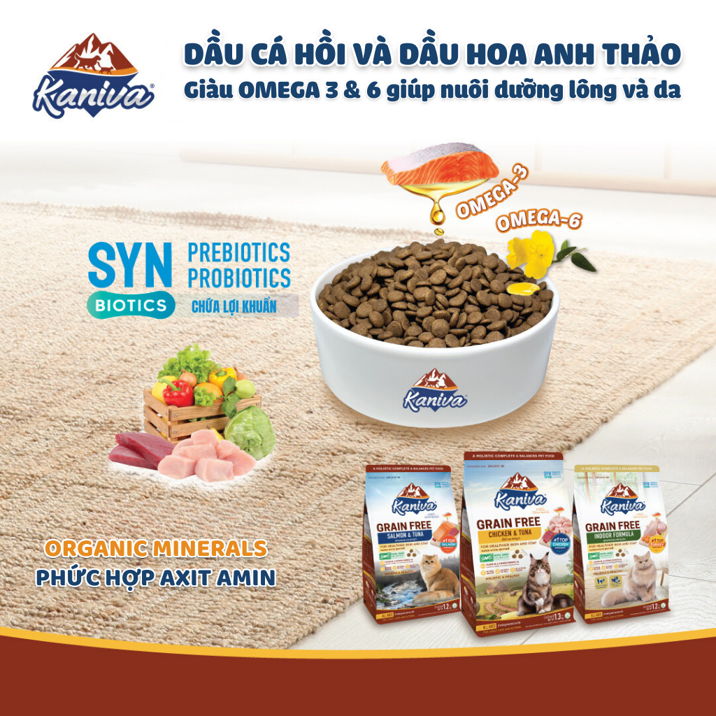 Thức ăn hạt dành cho mèo Kaniva mèo Vị Cá hồi cá ngừ - Salmon&Tuna