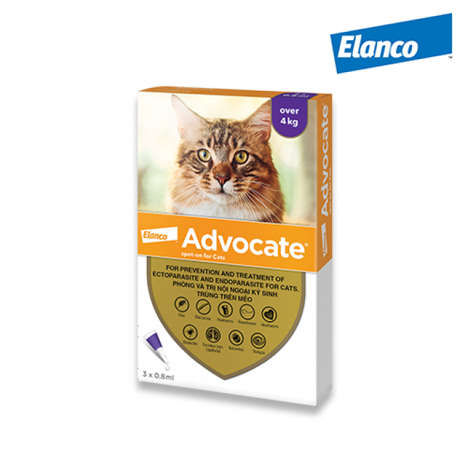Nhỏ gáy trị ve rận, ngừa ghẻ, xổ giun cho mèo Advocate