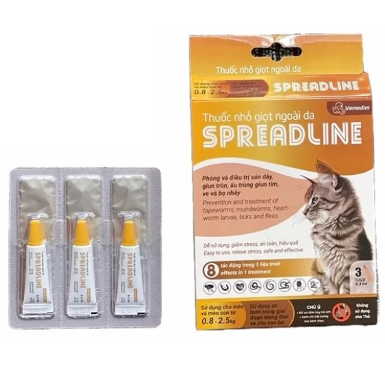 Nhỏ gáy cho mèo trị ve rận, xổ giun Spreadline