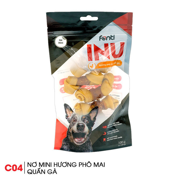Xương sữa gặm cho chó hình nơ Inu Fonti - gói 100g