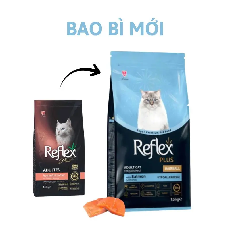 Hạt Reflex Plus Hairball Salmon cho mèo tiêu búi lông vị cá hồi 1.5kg