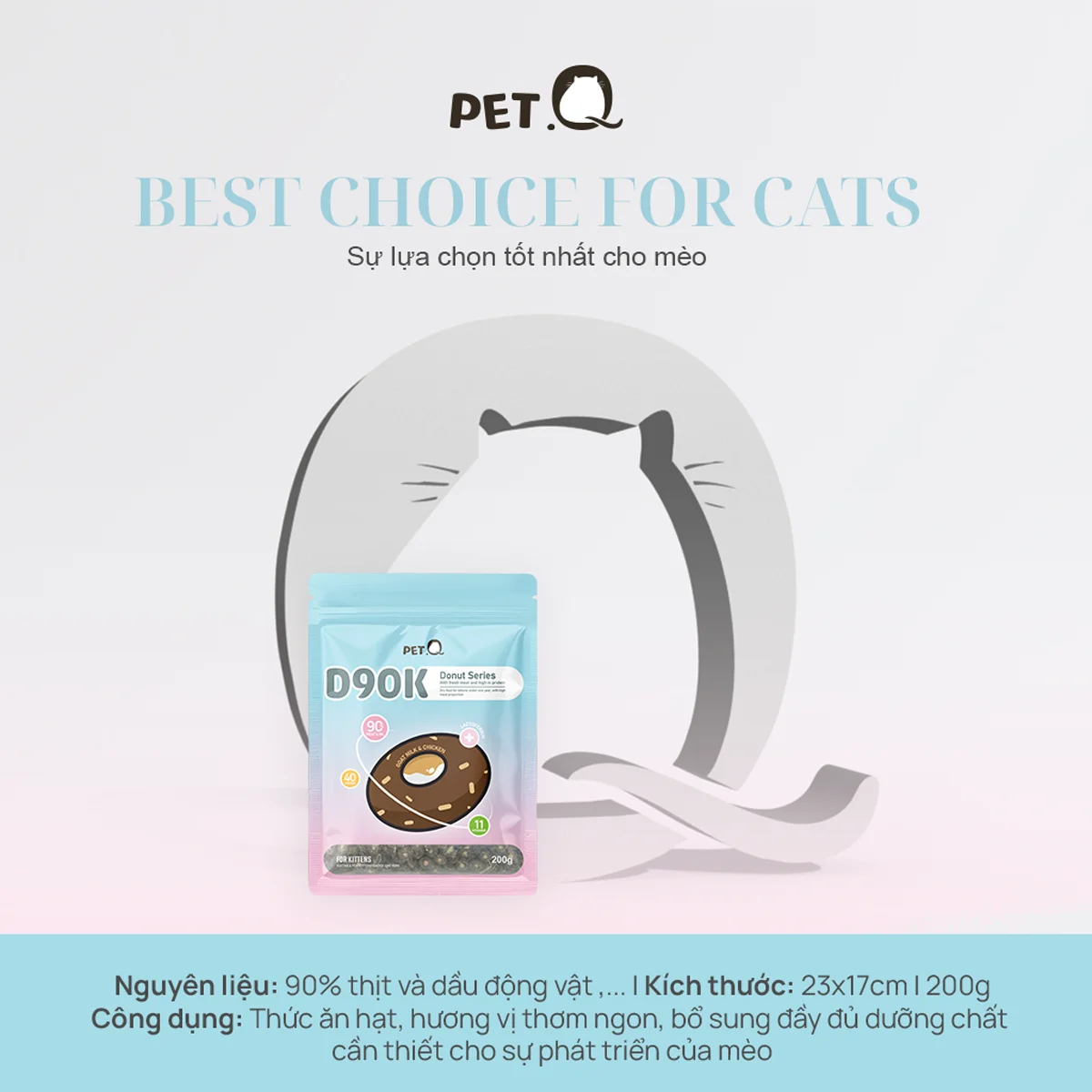 THỨC ĂN HẠT PET.Q DONUT D90 & D90K CHO MÈO