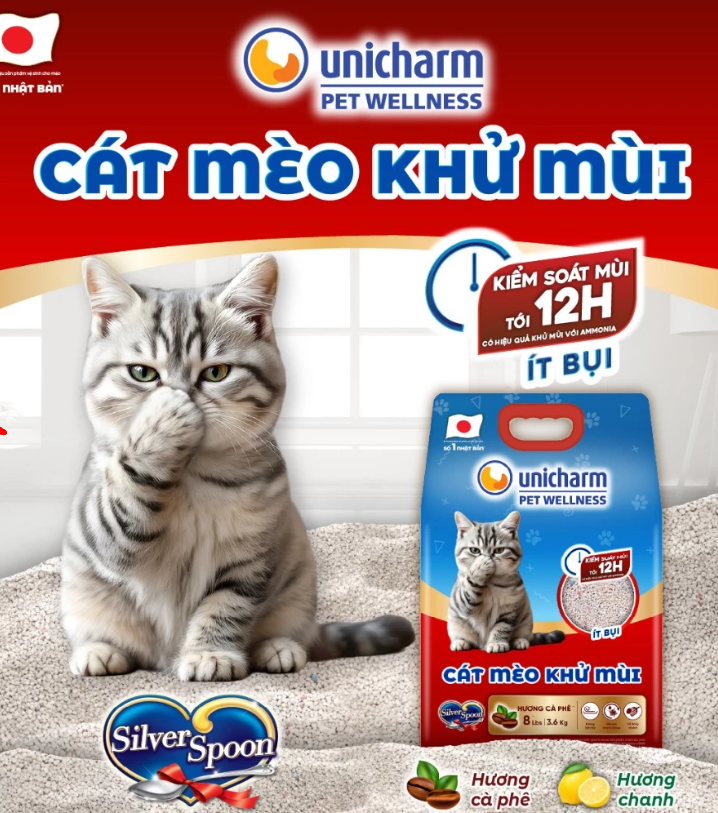 Cát đất sét Unicharm 8L/3.6kg