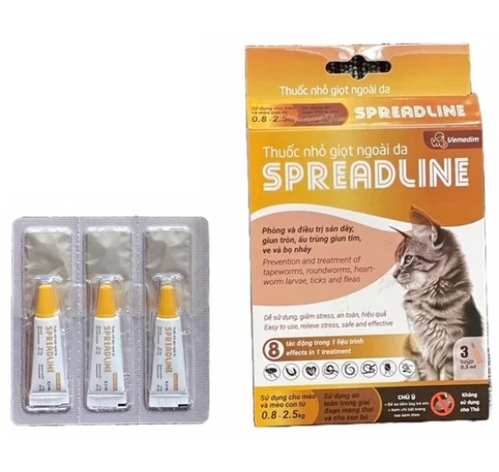 Nhỏ gáy cho mèo trị ve rận, xổ giun Spreadline
