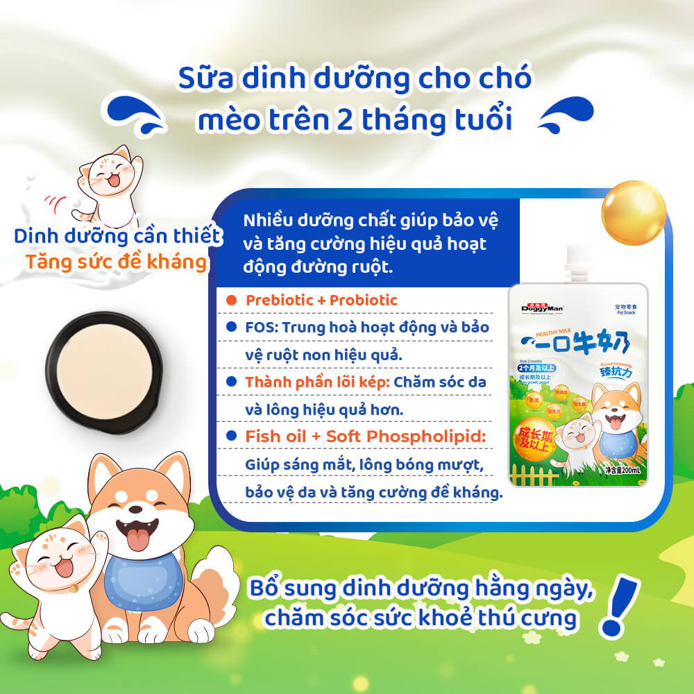 Sữa dinh dưỡng cho chó mèo trên 2 tháng tuổi