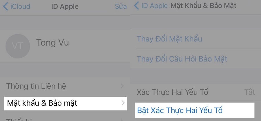 Đặt bảo mật 2 lớp cho Apple ID