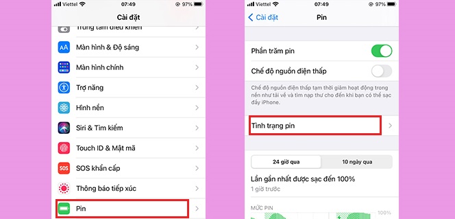 Kiểm tra dung lượng pin iPhone