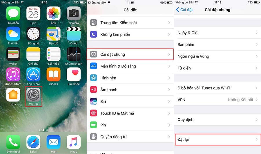 Reset lại iPhone