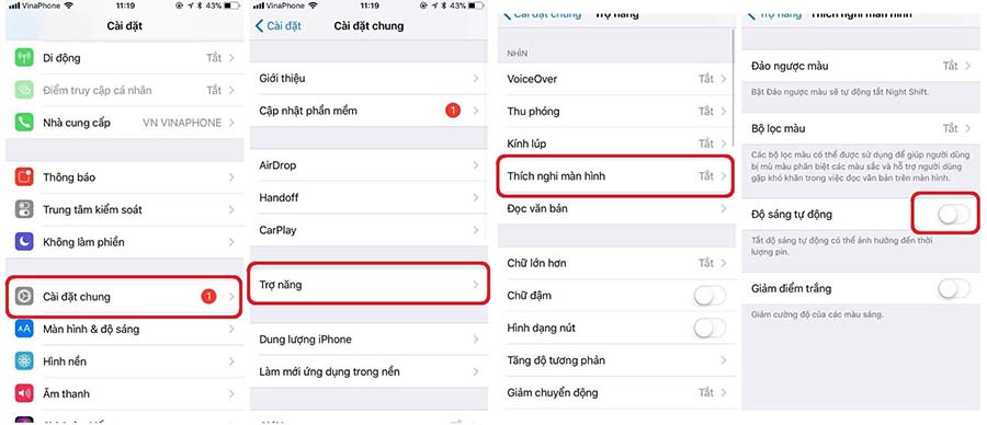 Bật chế độ sáng tự động