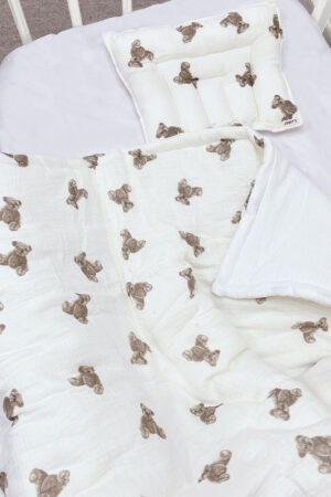 Bộ chăn gối cho bé – Mẫu Teddy chần bông