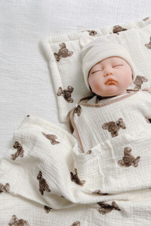 Bộ chăn gối cho bé – Mẫu Teddy chần bông