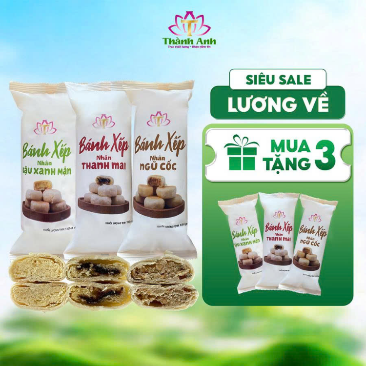 [MUA 3 TẶNG 3] Combo 3 Bánh Xếp Nhân Thanh Mai, Ngũ Cốc, Đậu Xanh Mặn | Vỏ Mềm Ít Ngọt - Bánh Ngon Thành Anh