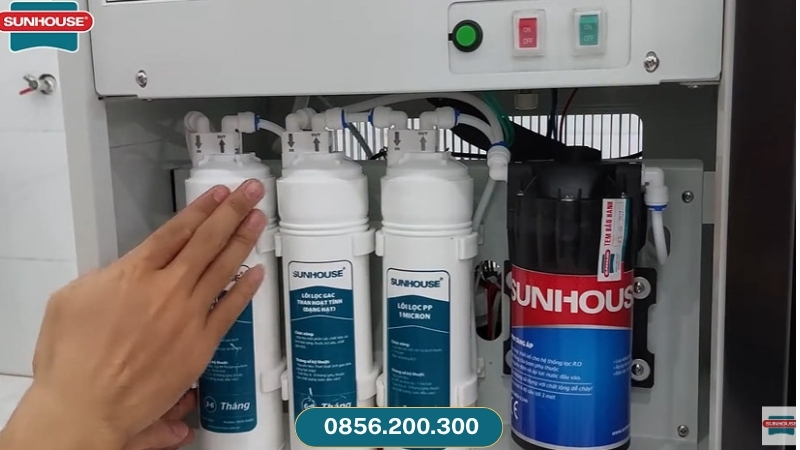 Ảnh lõi lọc Sunhouse cũ có ghi rõ tên lõi