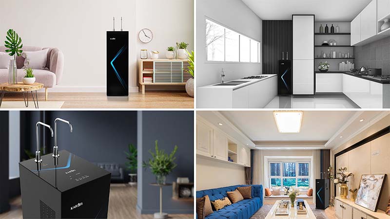 máy lọc nước nóng lạnh Karofi KAD-N69 ảnh demo trong không gian