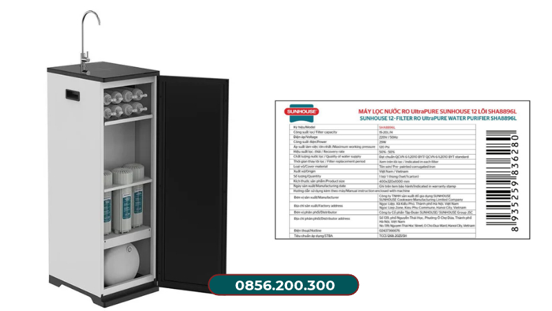 Tem model máy lọc nước Sunhouse