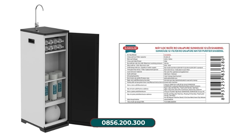 Tem model máy lọc nước Sunhouse