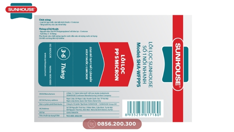 Chức năng lõi lọc PP 5 micron
