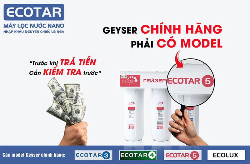 Cách nhận biết máy lọc nước Geyser Ecotar 5