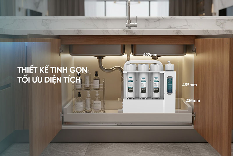 Thiết kể nhỏ gọn, dễ dàng lắp dưới gầm tủ bếp