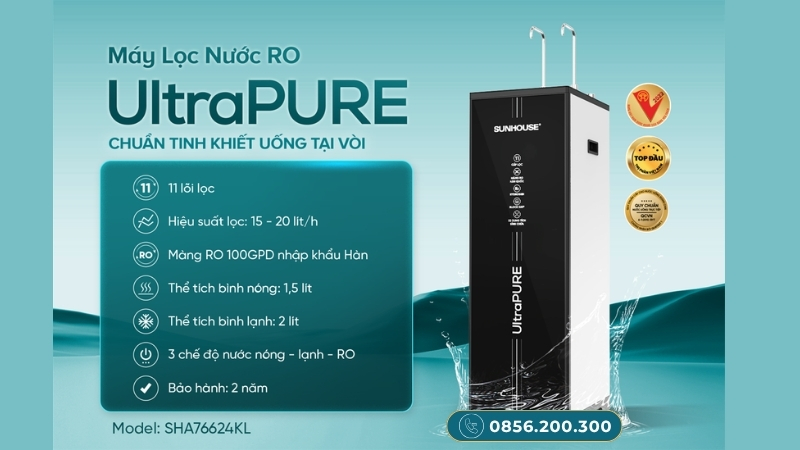 Máy lọc nước Sunhouse nóng lạnh SHA76624KL