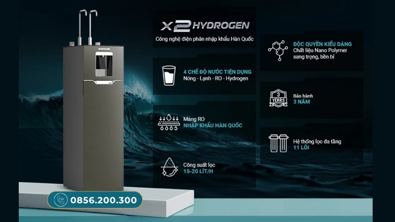 Máy lọc nước Sunhouse nóng lạnh Hydrogen SHA76658SH
