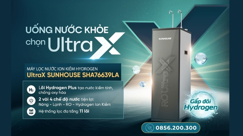 Máy lọc nước Sunhouse ion kiềm Hydrogen SHA76639LA
