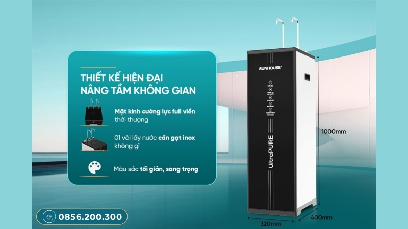 Máy lọc nước Sunhouse tủ đứng kính cường lực