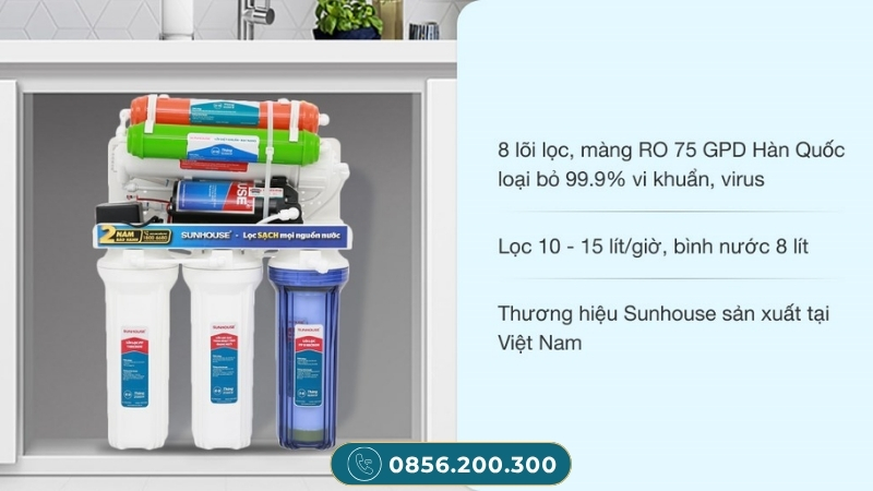Máy lọc nước Sunhouse để gầm SHA8878KV