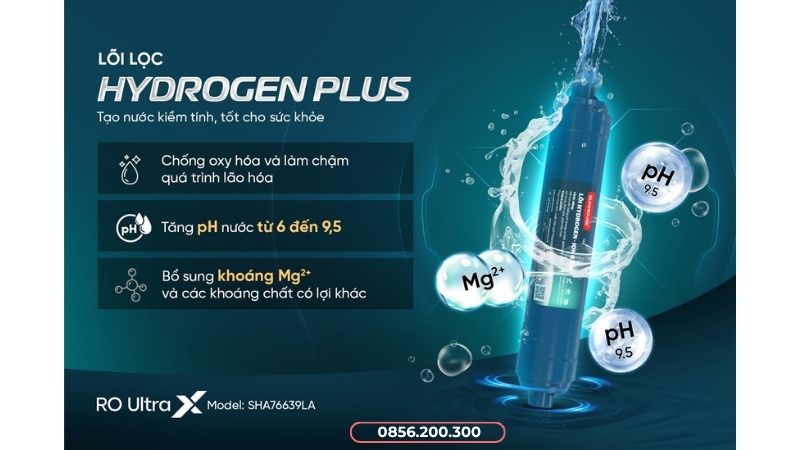 Tạo nước ion kiềm bằng lõi Hydrogen Plus