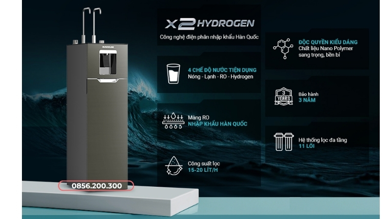Máy Lọc Nước 4 Chế Độ Nóng - Lạnh - RO - Hydrogen Ion Kiềm UltraX Sunhouse 11 Lõi SHA76658SH