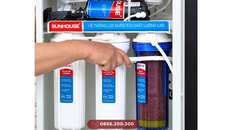 Máy lọc nước bị kẹt khí sau khi thay lõi thô