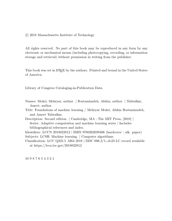 Foundations of Machine Learning 2nd Edition