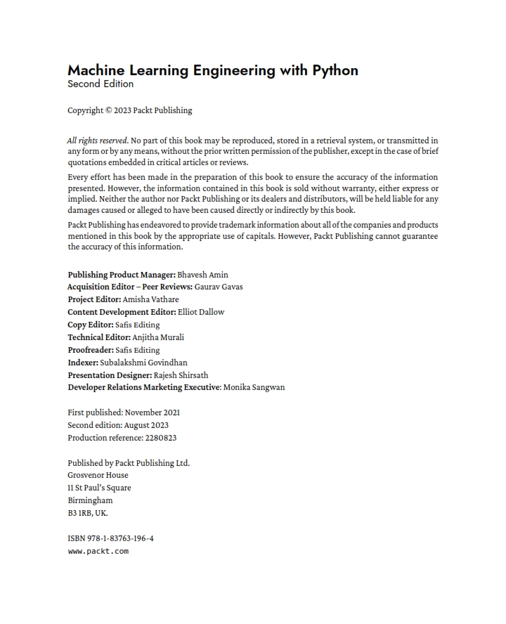 Machine Learning Engineering with Python