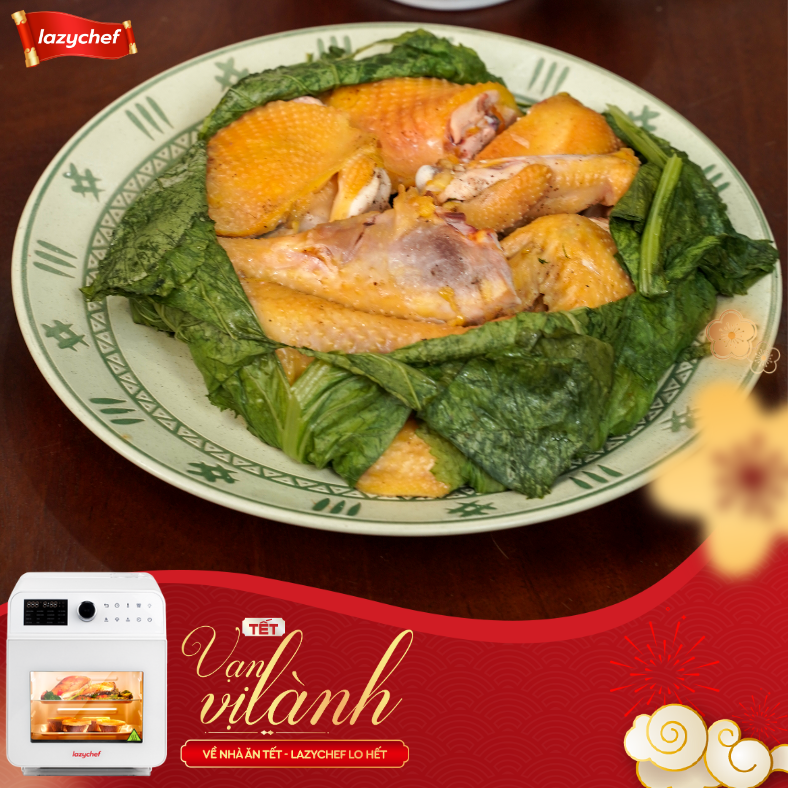 Cách nấu Gà Hấp Cải Bẹ Xanh ngon miệng bằng Nồi Chiên Hơi Nước 3S Lazychef