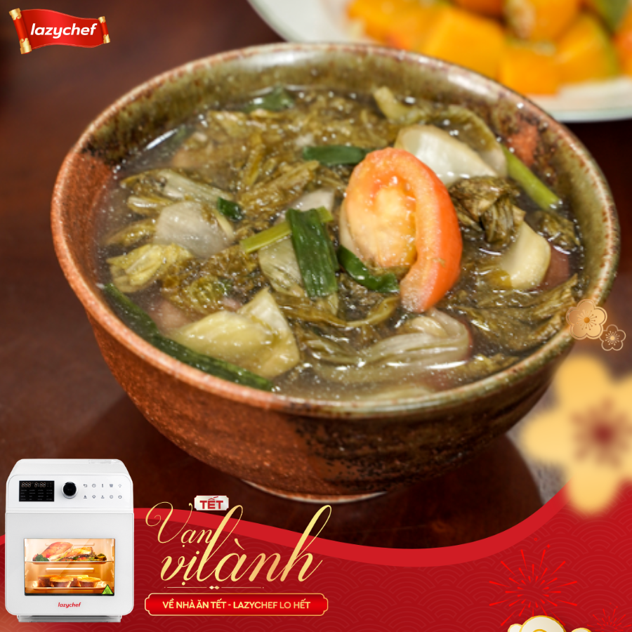 Thực Đơn Thịt Kho Trứng Và Canh Sườn Nấu Cải Chua Bằng Nồi Chiên Hơi Nước 3S Lazychef