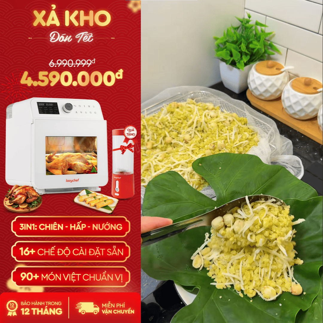 Cách đồ xôi cốm ngày Tết dẻo thơm, không khô nát với nồi chiên hơi nước 3S Lazychef