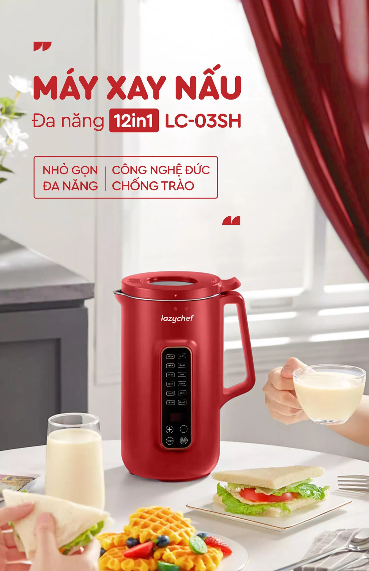 THÔNG BÁO RA MẮT: MÁY XAY NẤU ĐA NĂNG 12IN1 LAZYCHEF LC - 03SH