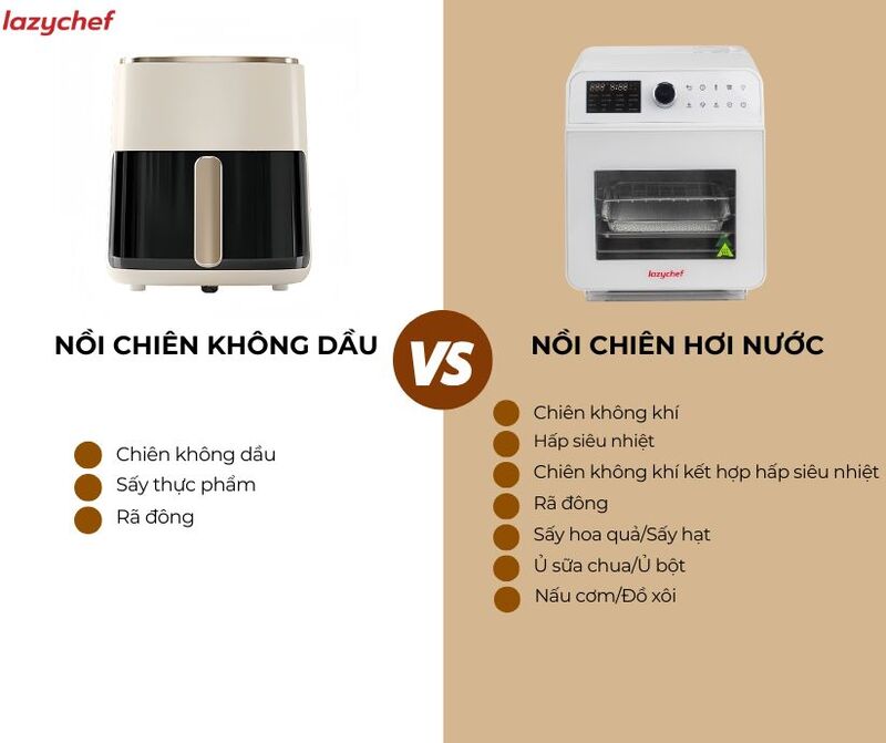 nên mua nồi chiên không dầu hay nồi chiên hơi nước