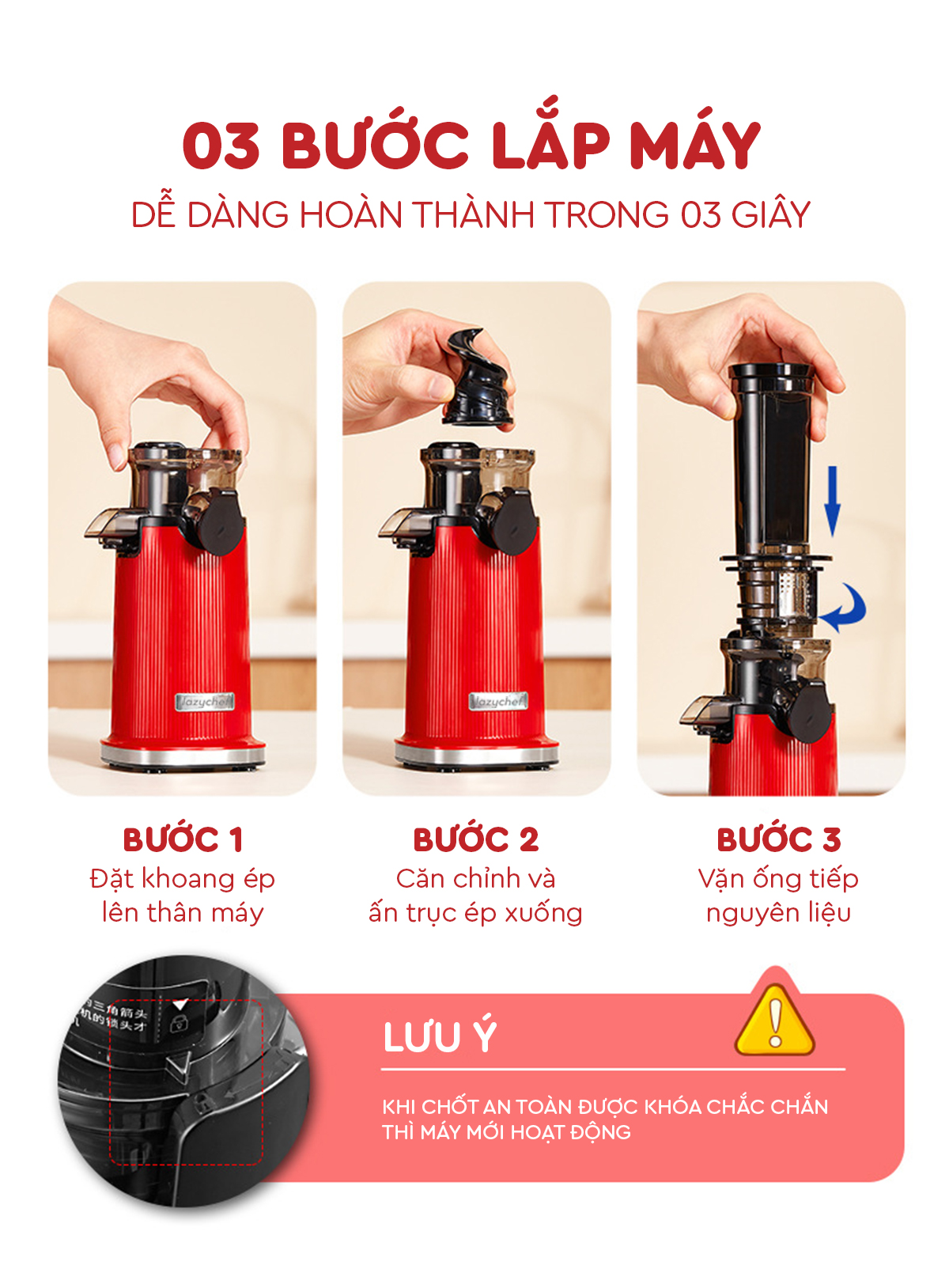 Máy Ép Chậm Mini 3S LC-02ME Lazychef Kiệt Bã 98%