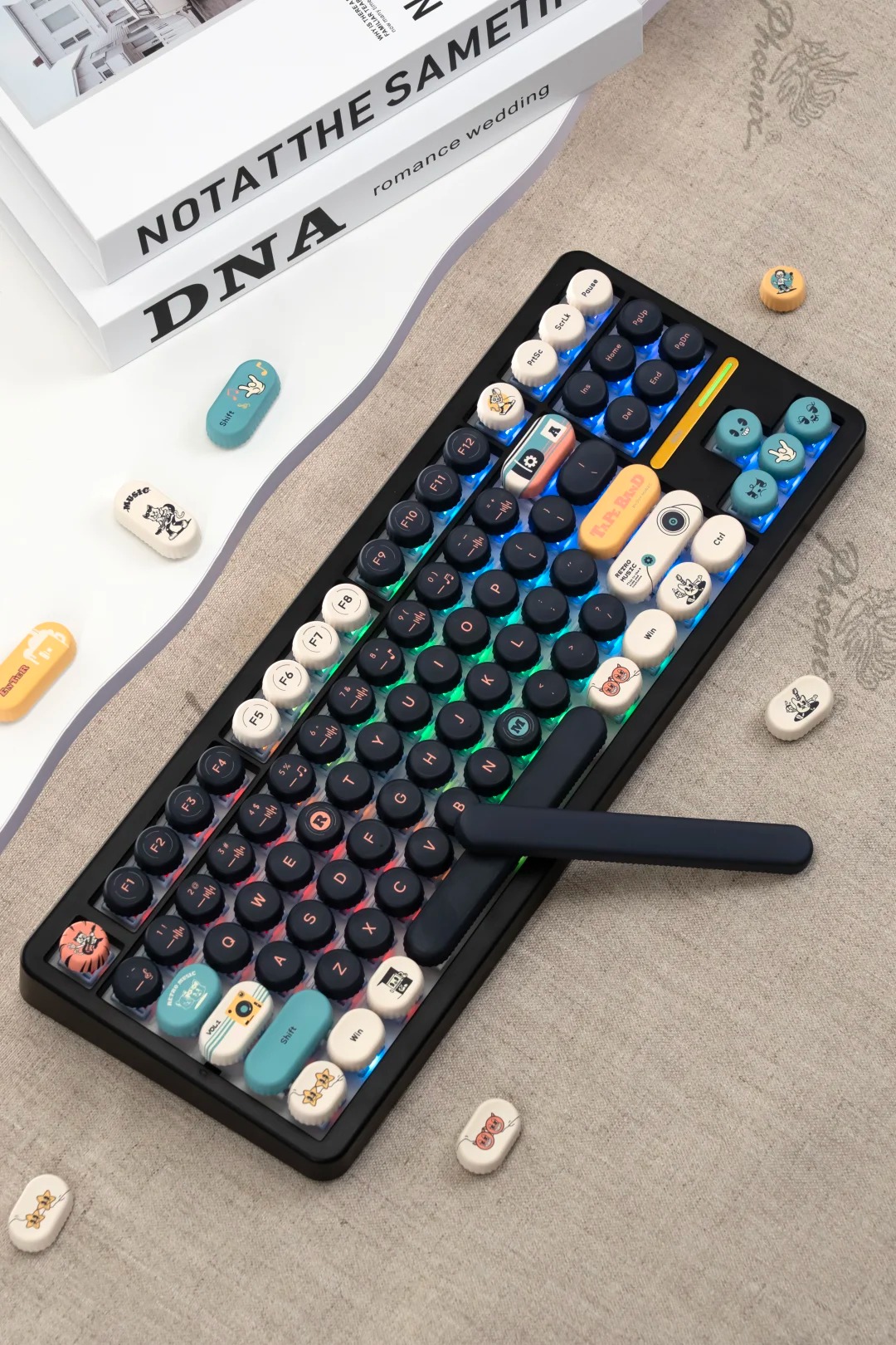 Keycaps Akko nắp chai Rock Cat ( PBT/ Dyesub5D )