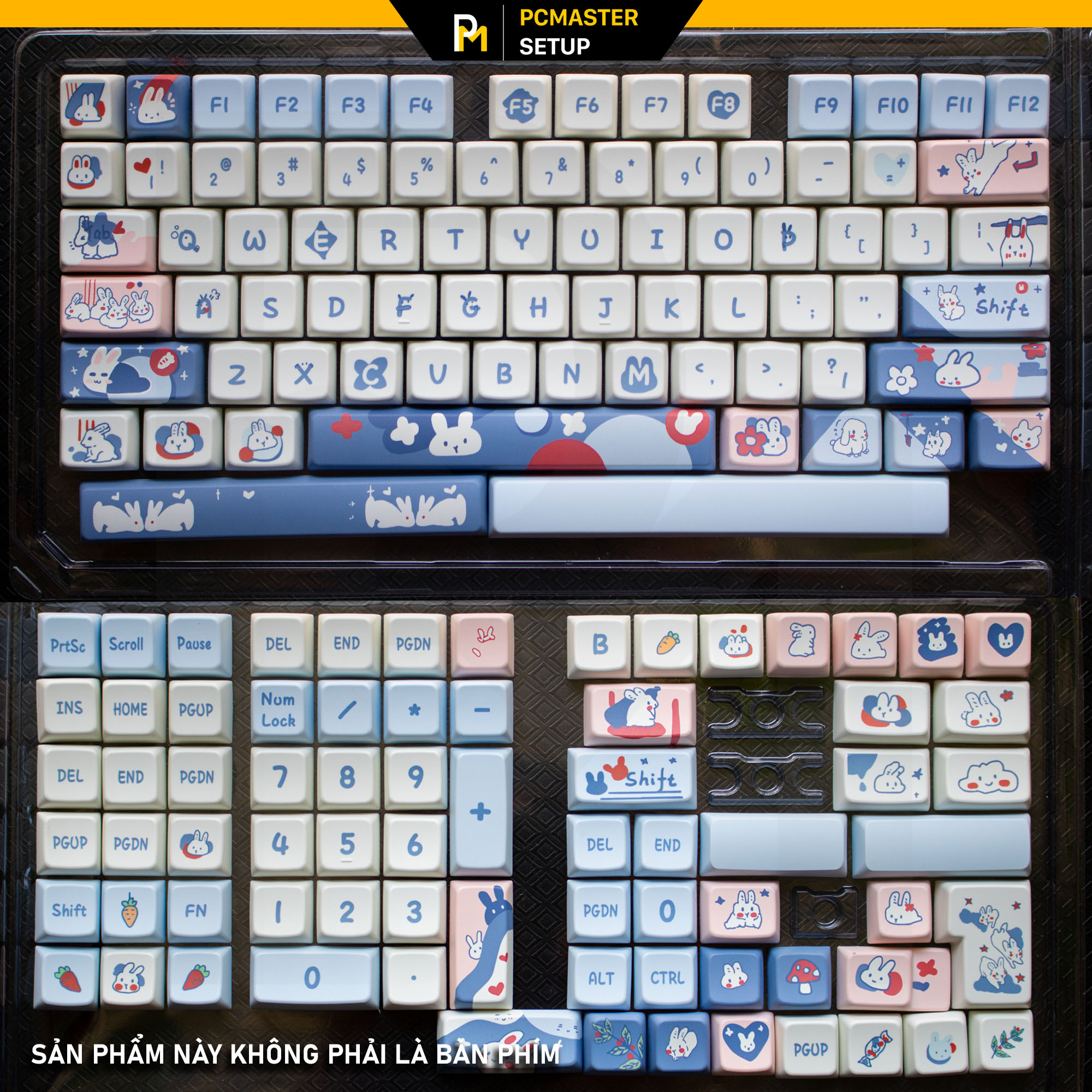 Keycap pbt Blue Rabbit ( PBT / MDA Profile / Dyesub / Hỗ trợ Layout Alice )