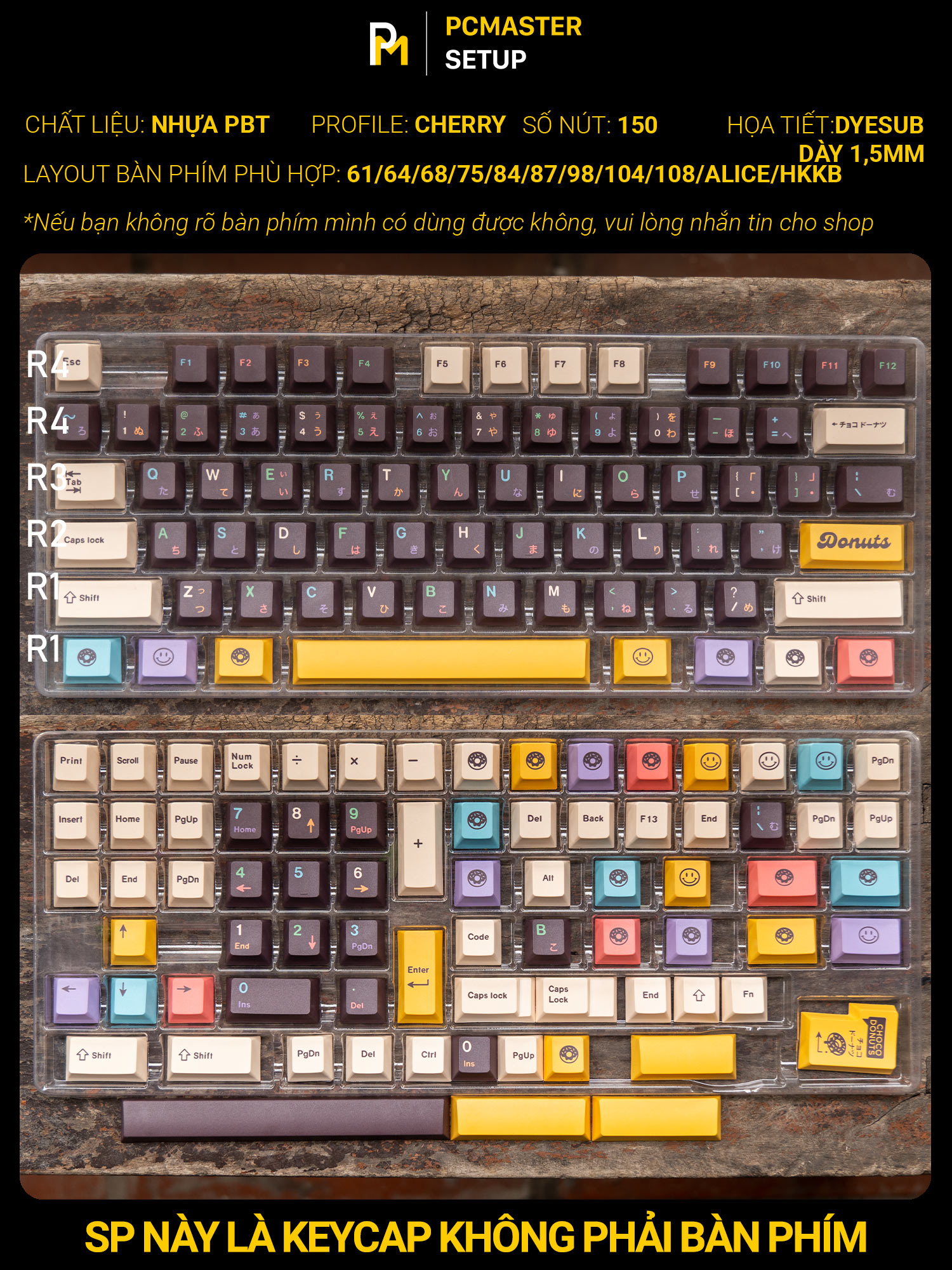 Keycaps pbt Donut ( profile Cherry/PBT/dyesub 5D )
