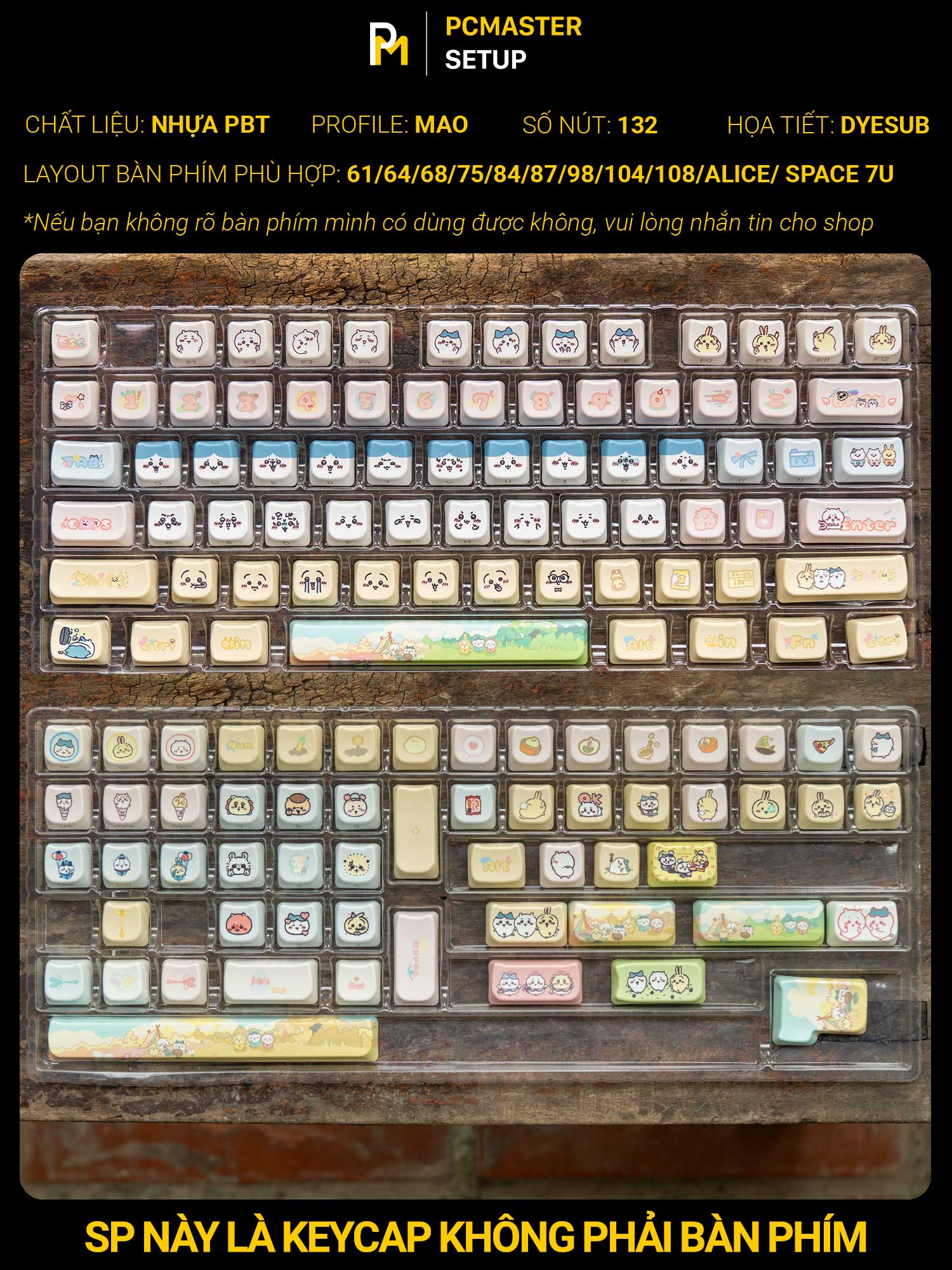 Keycaps pbt Chiikawa ( profile MOA/PBT/dyesub 5D )